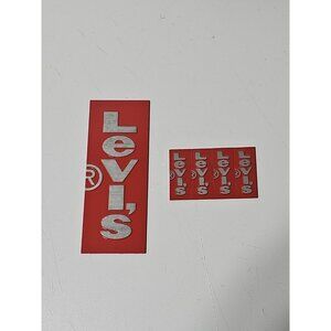 New Vintage Levis red tab Logo Metal Emblem lot, Advertisement Decal Americana
